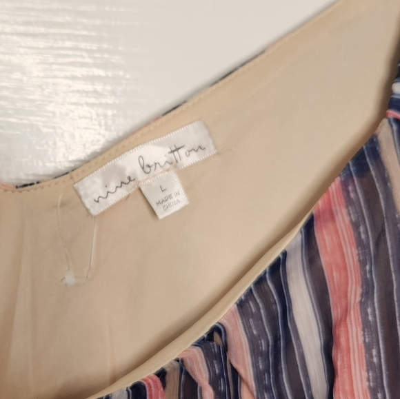 Nine Britton Misha Elastic Strap Cropped Striped Cami Elastic Hem Size L… - Picture 5 of 12